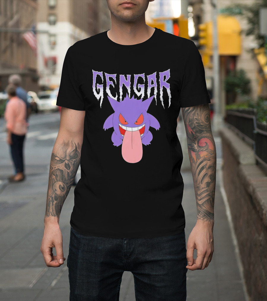 Pokemon Gengar Metal Typography Purple Monster T-Shirt