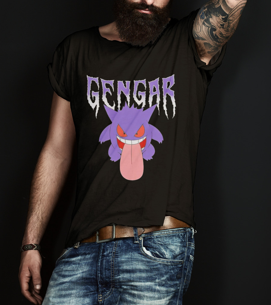 Pokemon Gengar Metal Typography Purple Monster T-Shirt