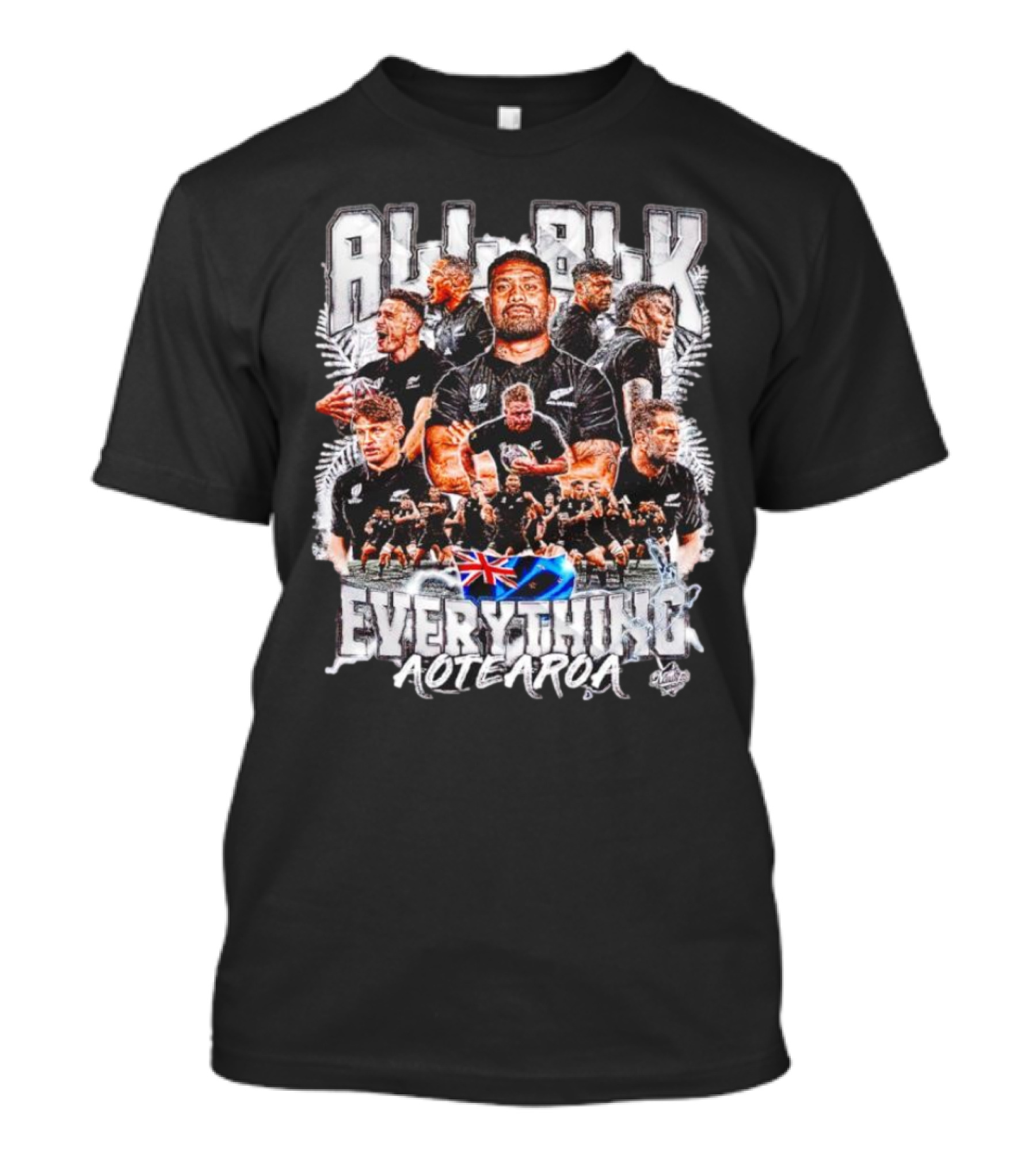 All Blk Everything AoteAroa Rugby Team Haka New Zealand Flag Ferns T-Shirt