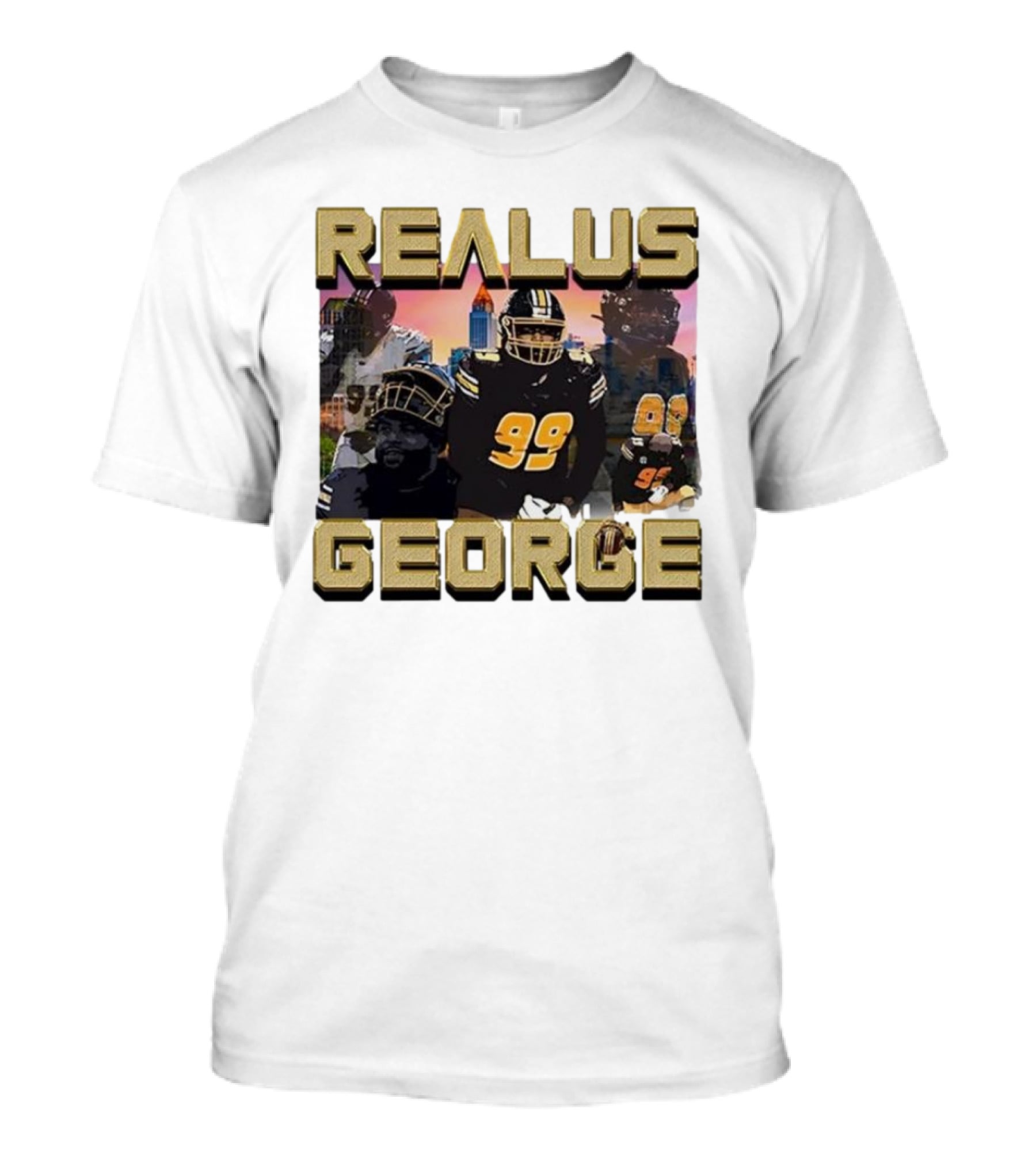 Realus George 99 Football Player Urban Skyline T-Shirt