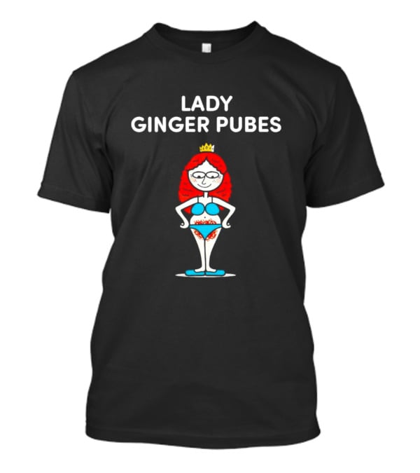 Lady Ginger Pubes Cartoon Character Wearing Crown IN Blue Swimsuit T-Shirt