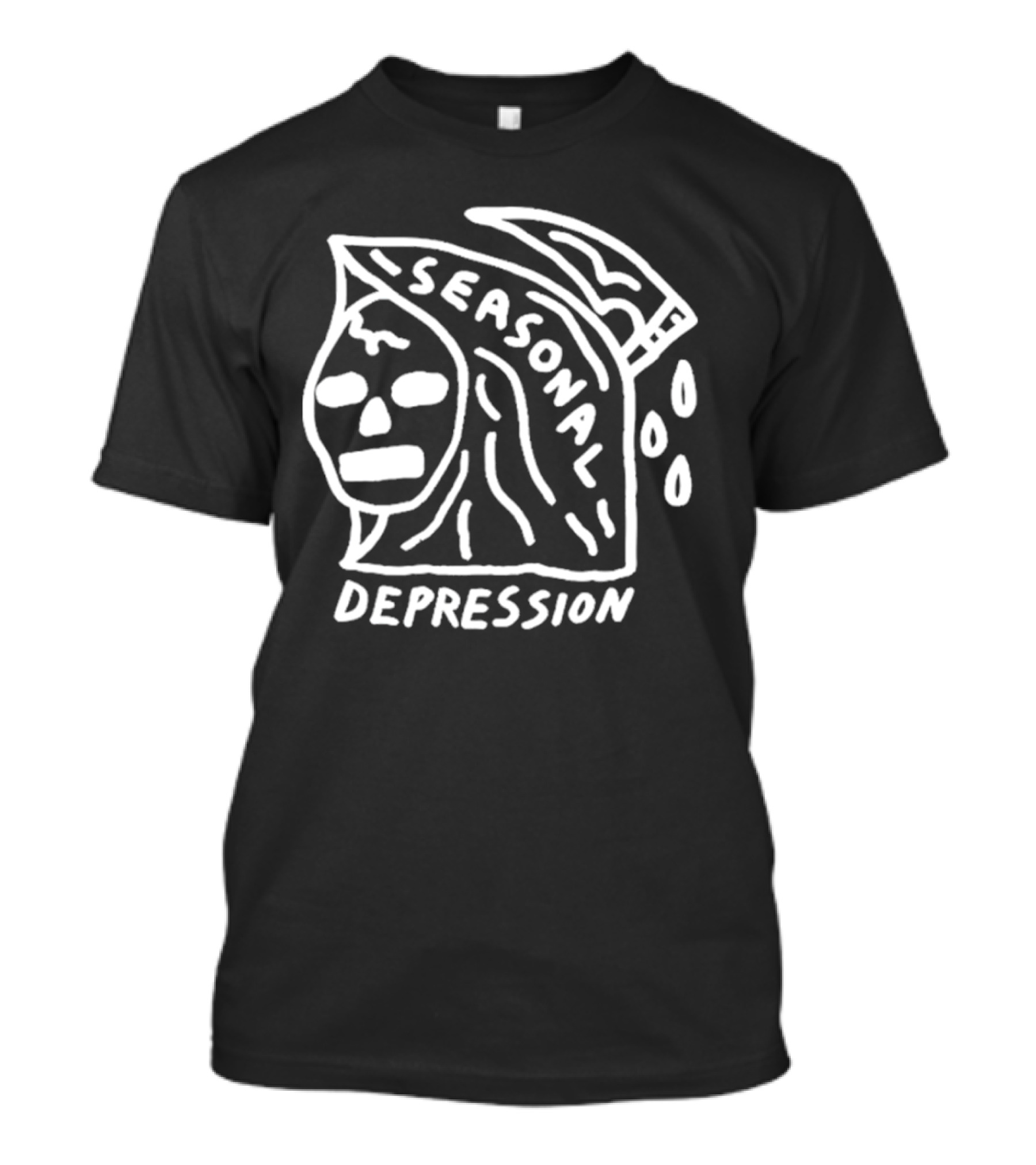 Seasonal Depression Grim Reaper Parody With Scythe And Raindrops T-Shirt