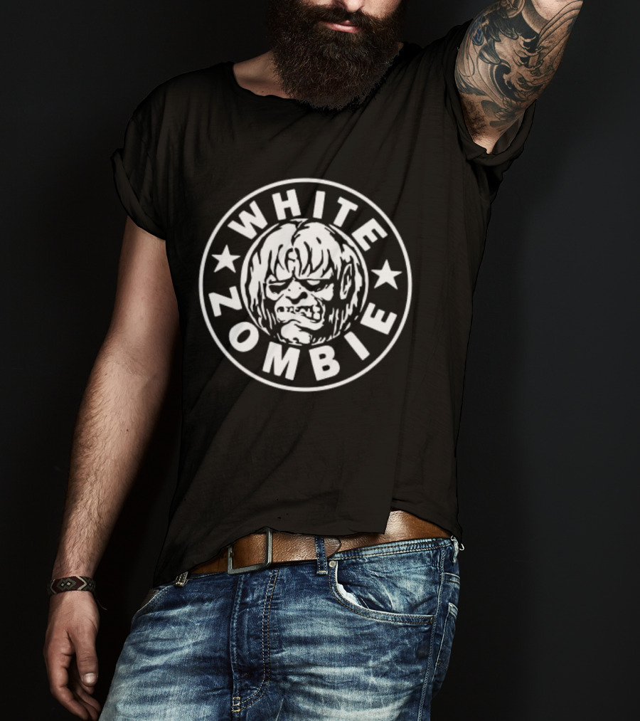 White Zombie Band Logo With Stars And Monster Face T-Shirt