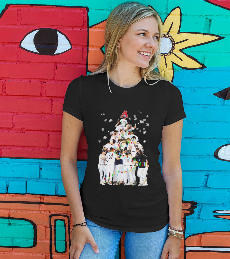 Arizona Diamondbacks Baseball Team Christmas Tree With Logo And Players T-Shirt