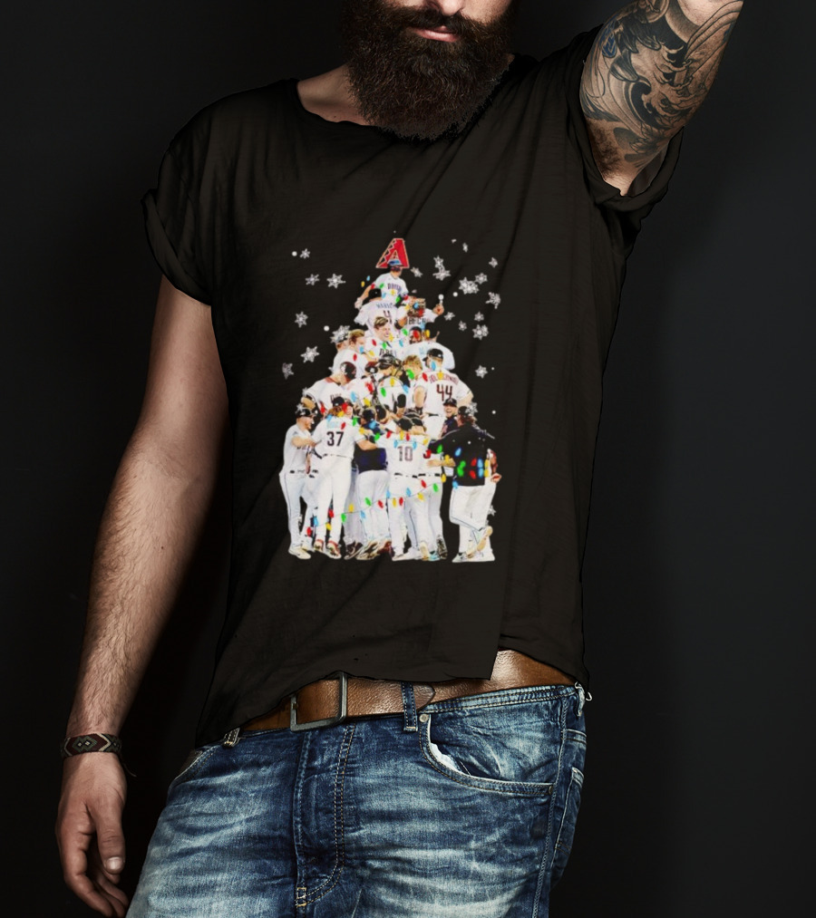 Arizona Diamondbacks Baseball Team Christmas Tree With Logo And Players T-Shirt