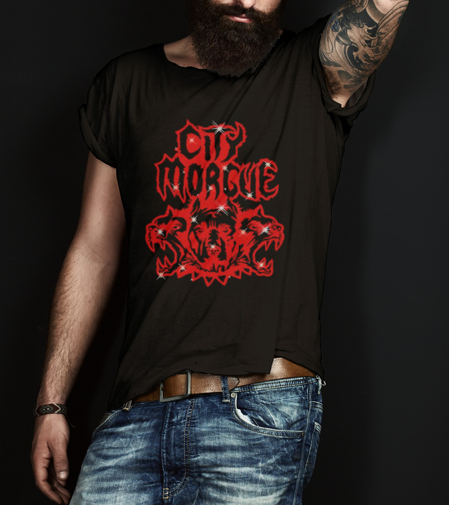 City Morgue Rhinestone Cerberus T-Shirt