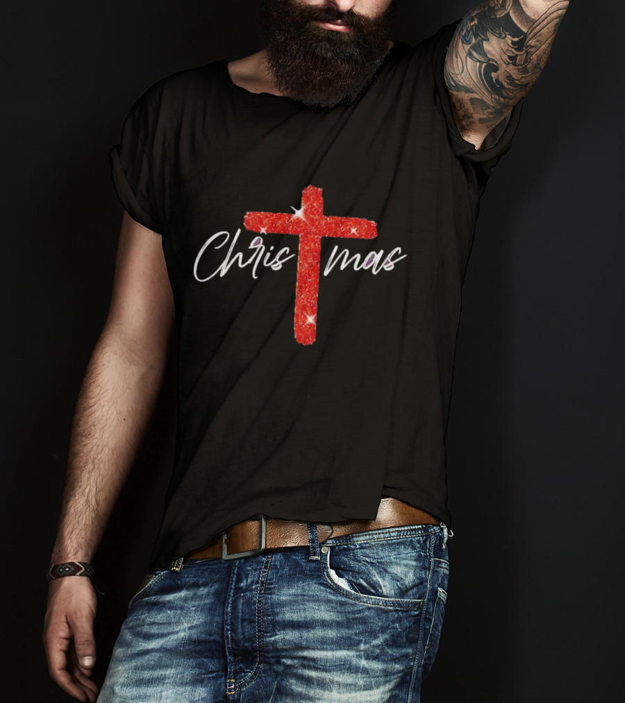 Christmas Crucifix Sparkle T-Shirt