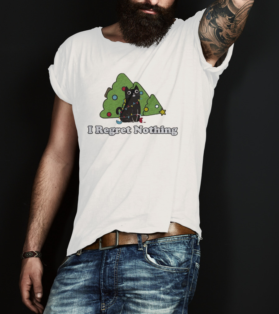 I Regret Nothing Black Cat Christmas Trees T-Shirt