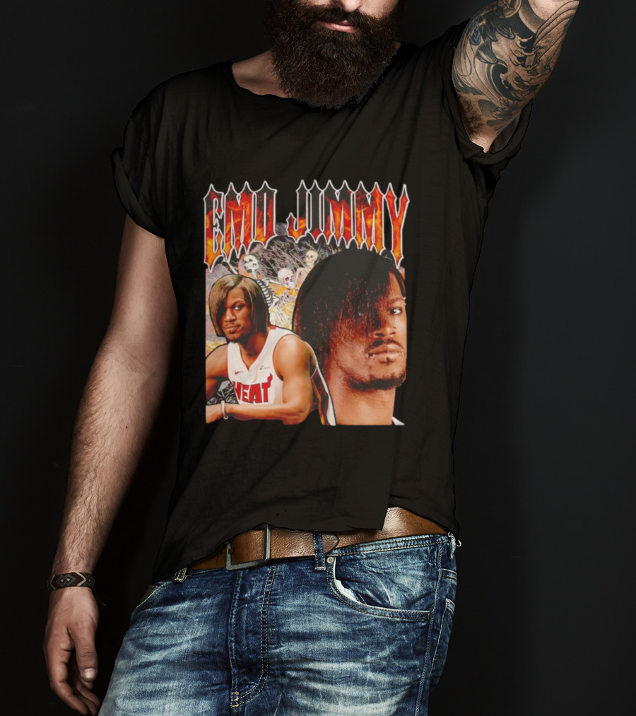 Emo Jimmy Butler Heat Skeleton Background T-Shirt