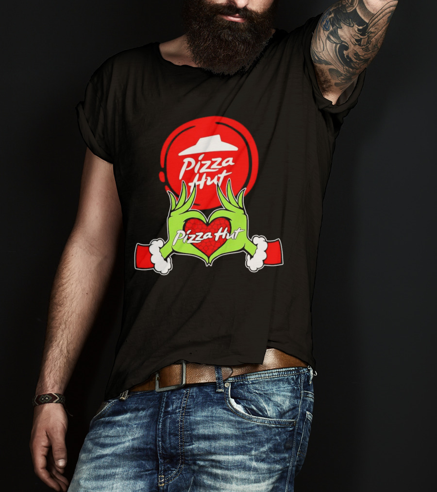 Pizza Hut Christmas Grinch Hands Heart T-Shirt