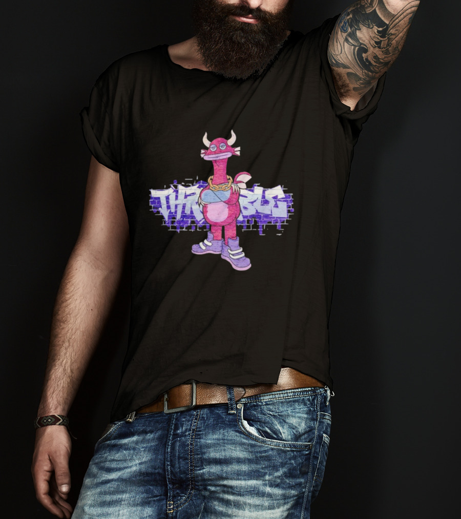Men’s My Singing Monsters Thrumble Graffiti Style Character With Chain And Sneakers T-Shirt