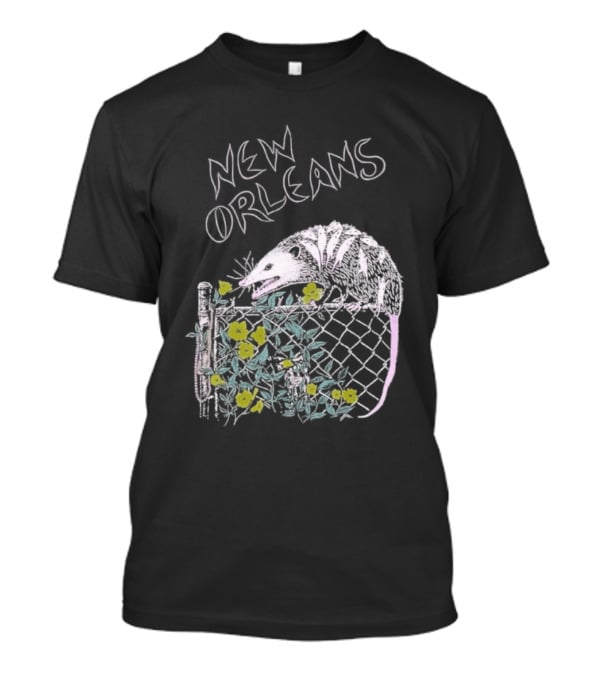 New Orleans Possum On Fence With Flowers T-Shirt