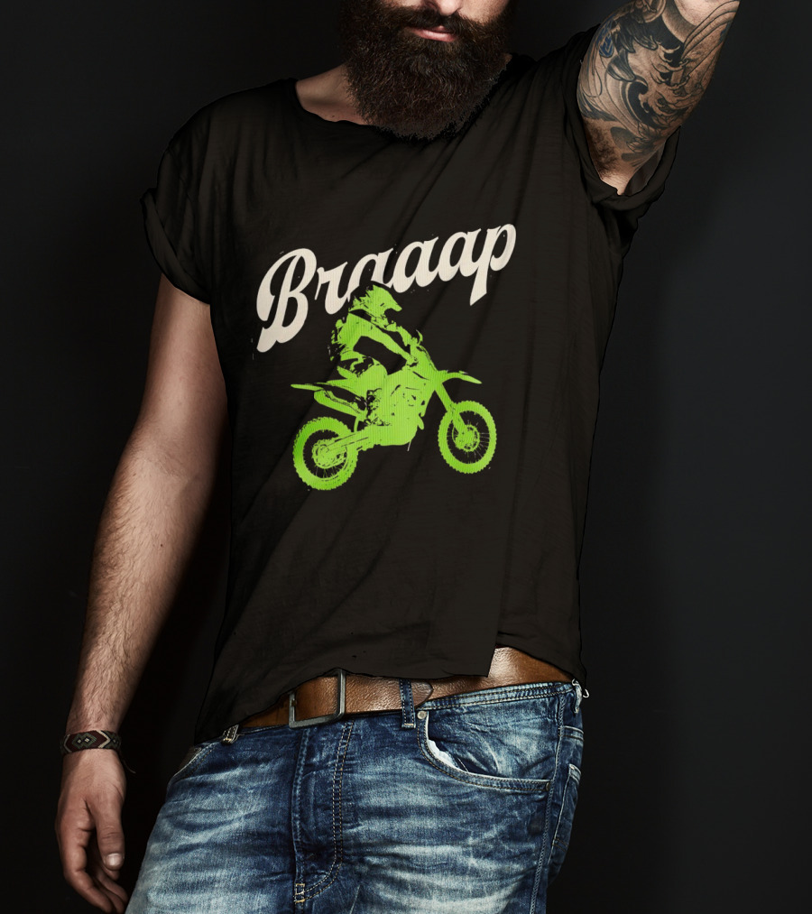 Braaap Moto Dirt Bike Racer In Action T-Shirt