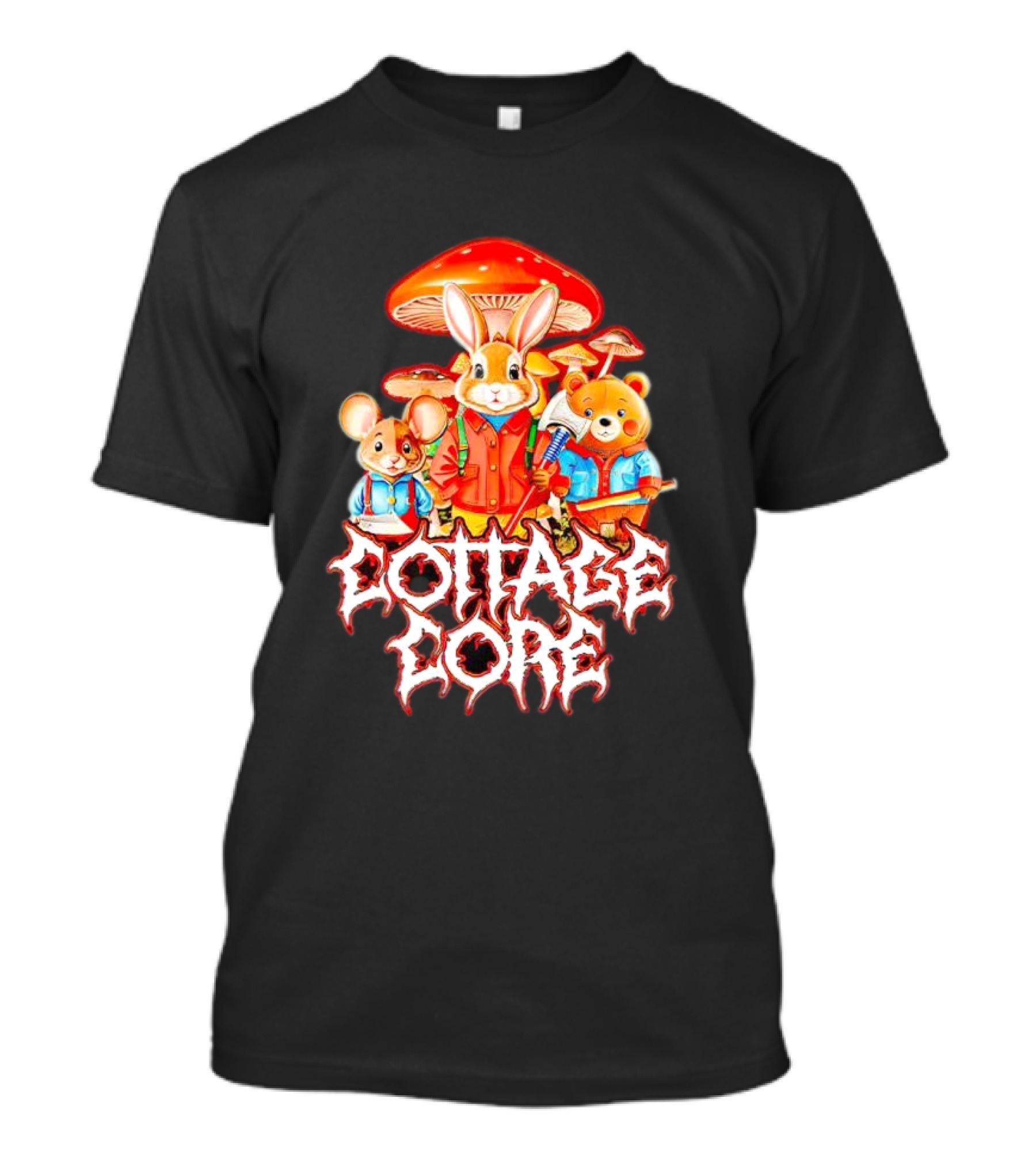 Cottage Core Bunny Mushroom Trio T-Shirt