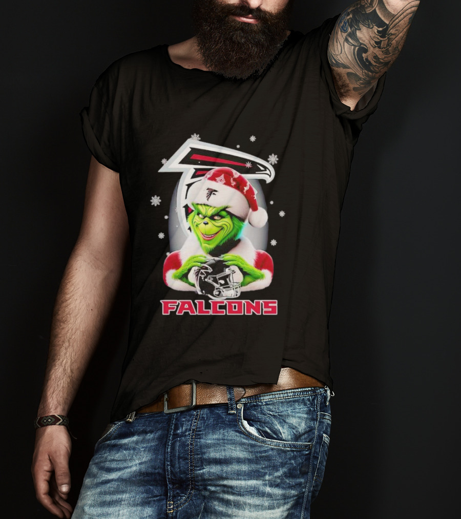 Grinch Christmas Atlanta Falcons Football Fan Holiday T-Shirt