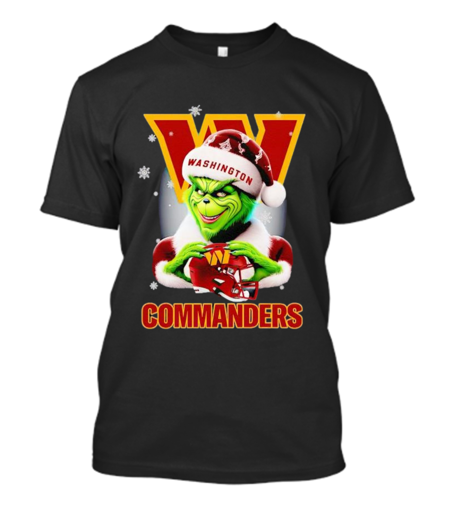 Washington Commanders Christmas Grinch In Santa Hat With Helmet T-Shirt