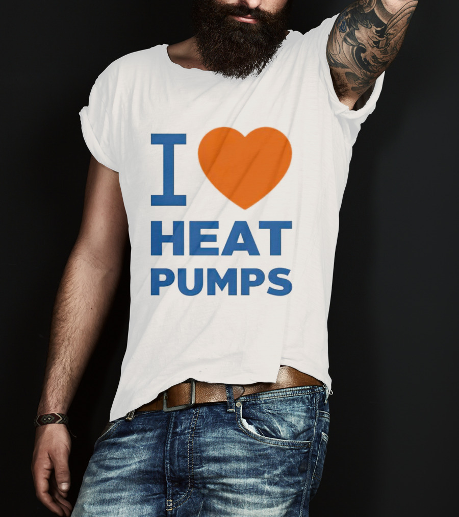 I Heart Heat Pumps Bold Blue Orange T-Shirt