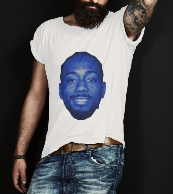 Kawhi Half-Tone Big Head Blue Face T-Shirt