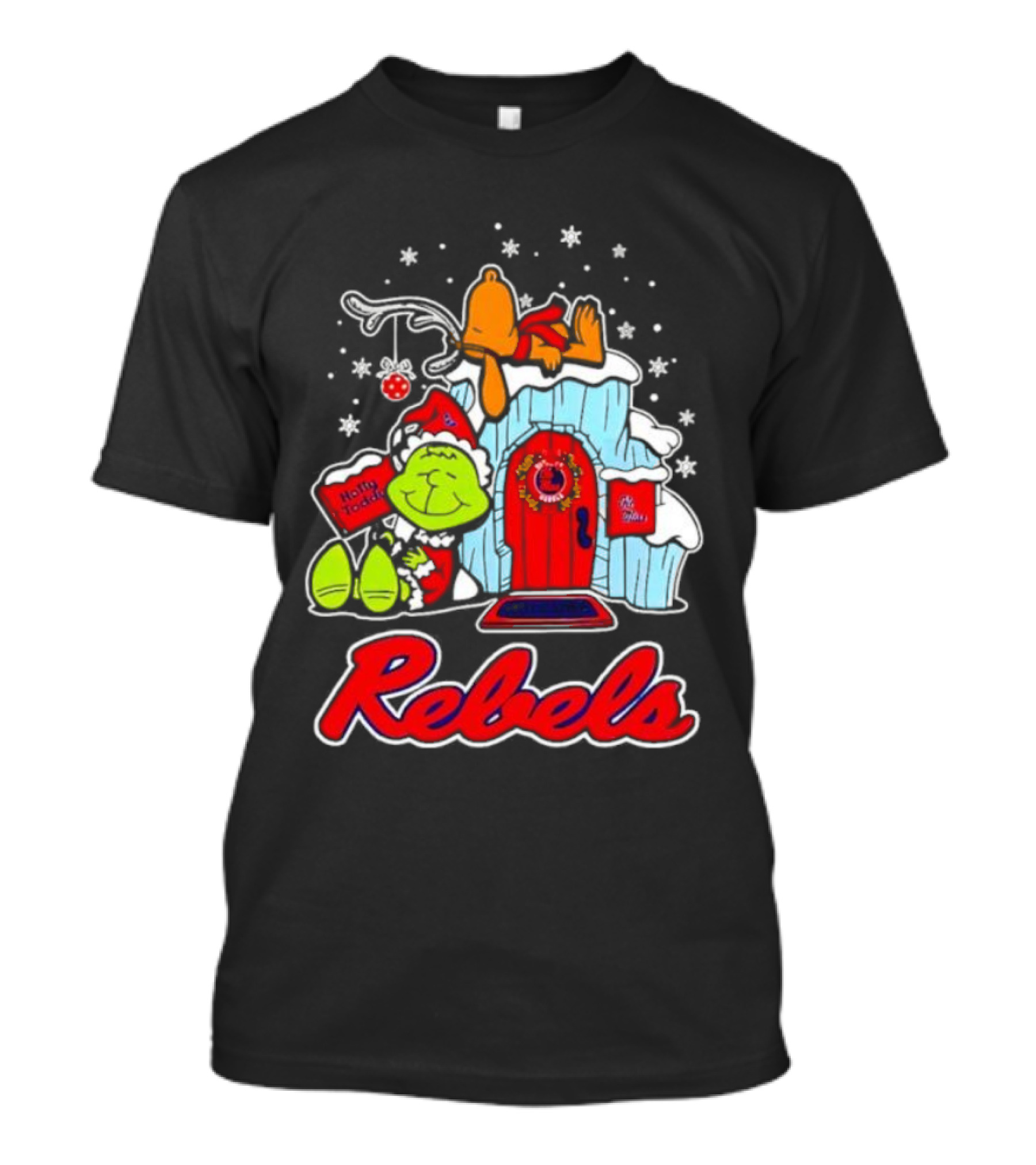 Peanuts Ole Miss Rebels Grinch Snoopy Merry Christmas T-Shirt