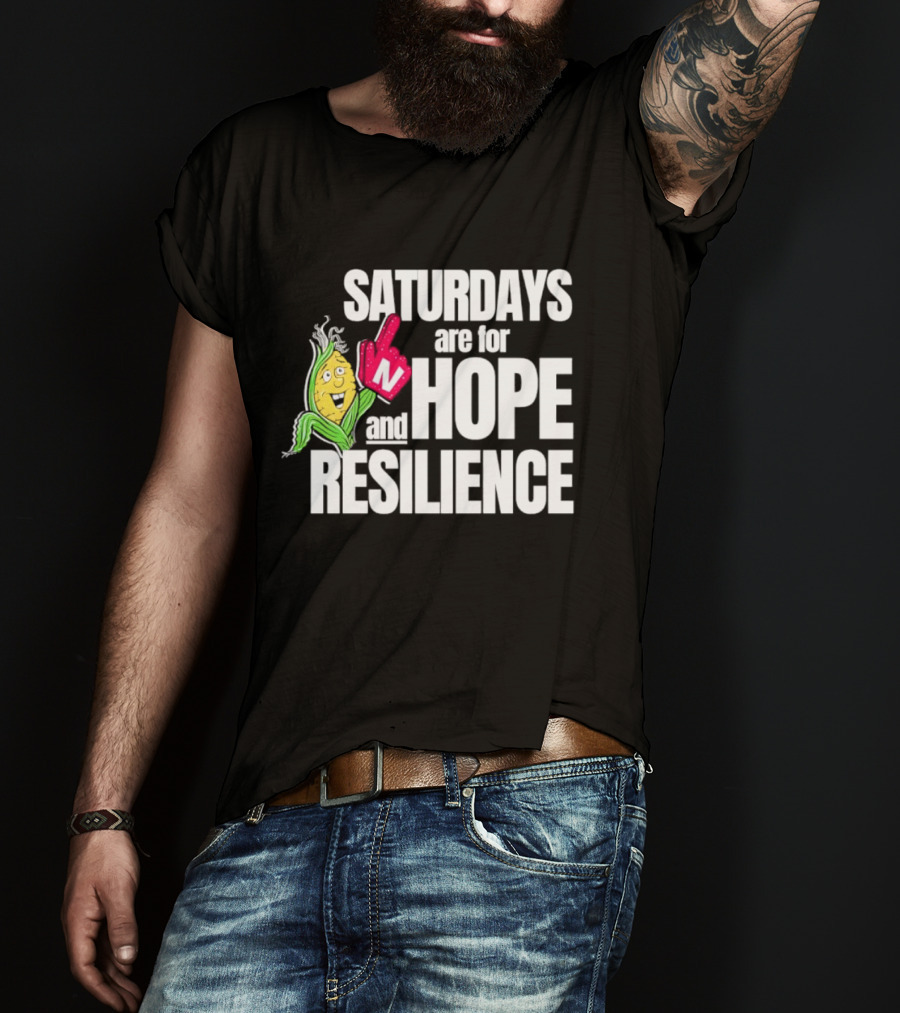 Saturdays Are For Hope And Resilience Corn Mascot And Foam Finger T-Shirt