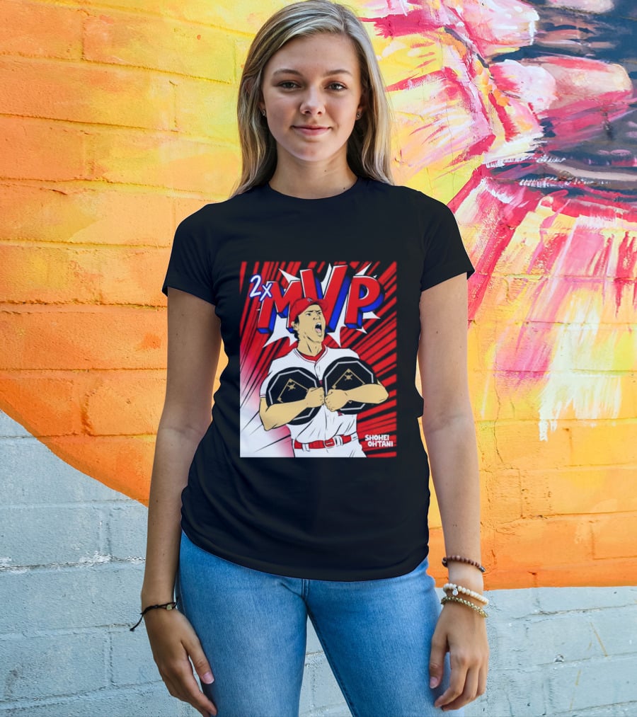 Los Angeles Angels Shohei Ohtani 2x MVP Comic T-Shirt