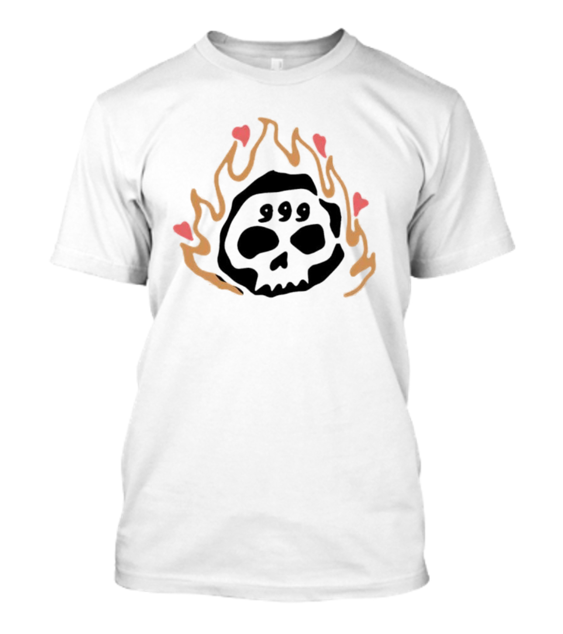 999 Club Skull Flame Hearts T-Shirt