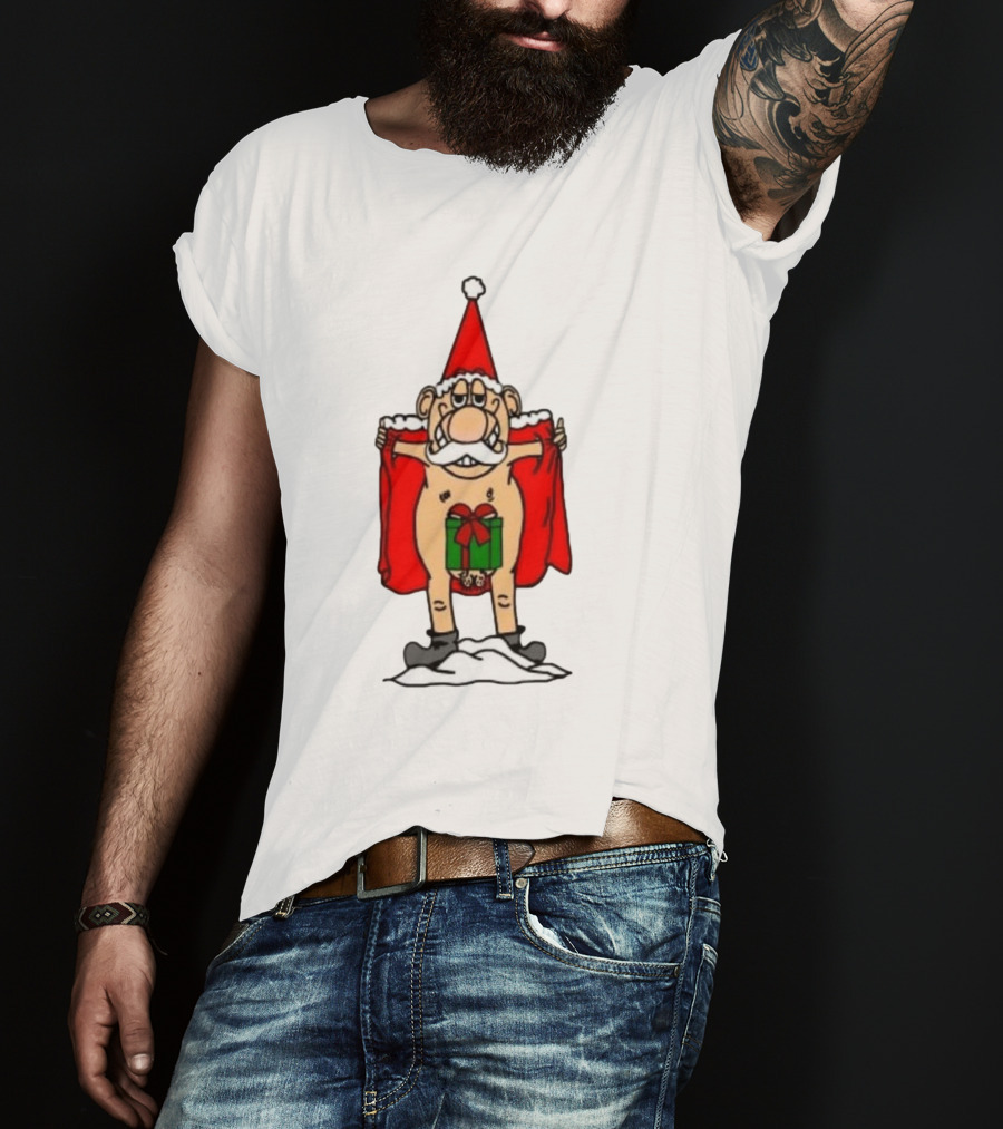 Christmas Santa Gnome With Naughty Gift And Hat T-Shirt