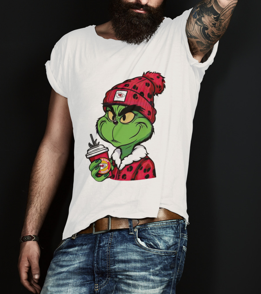 Grinch Kansas City Chiefs Leopard Print Coffee Cup T-Shirt