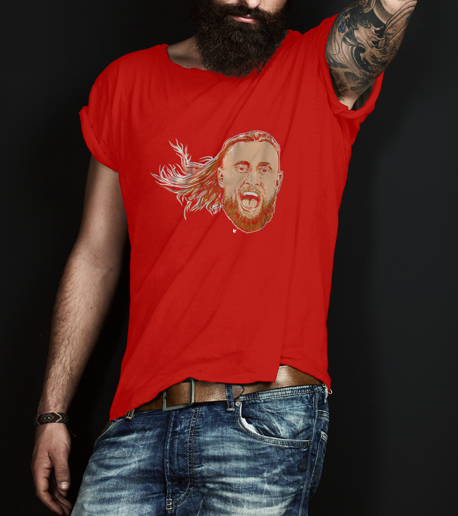 George Kittle Swag Head 49ers Red Beard Roaring Face T-Shirt