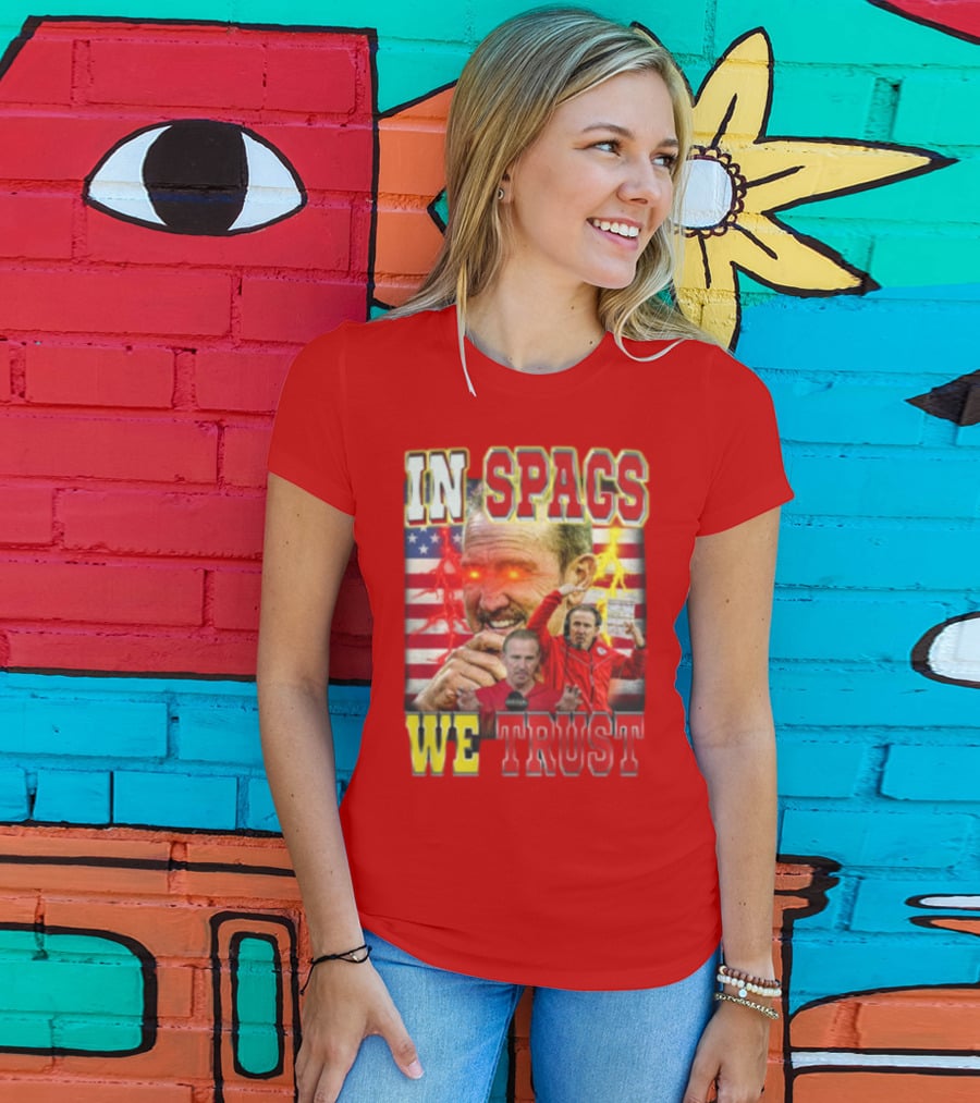 In Spags We Trust Chiefs USA Flag Football Coach Red Eyed T-Shirt