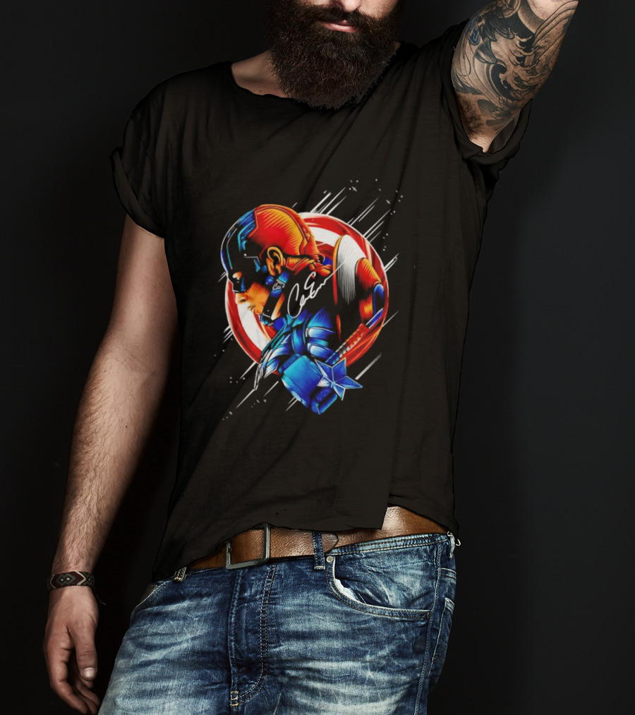Captain America Profile With Shield Signature T-Shirt