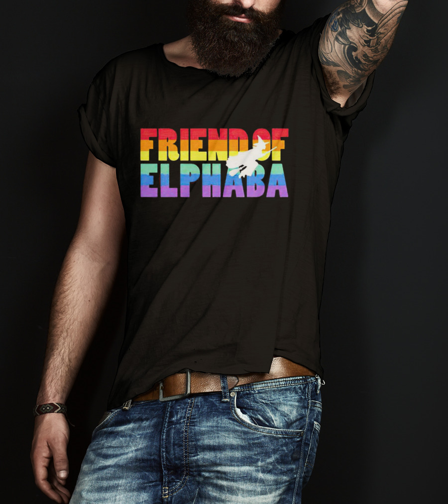 Friend Of Elphaba Pride Rainbow Flying Witch T-Shirt