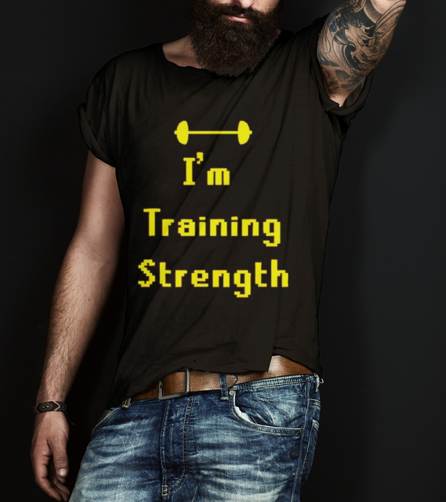 I'm Training Strength Retro Pixel Dumbbell T-Shirt