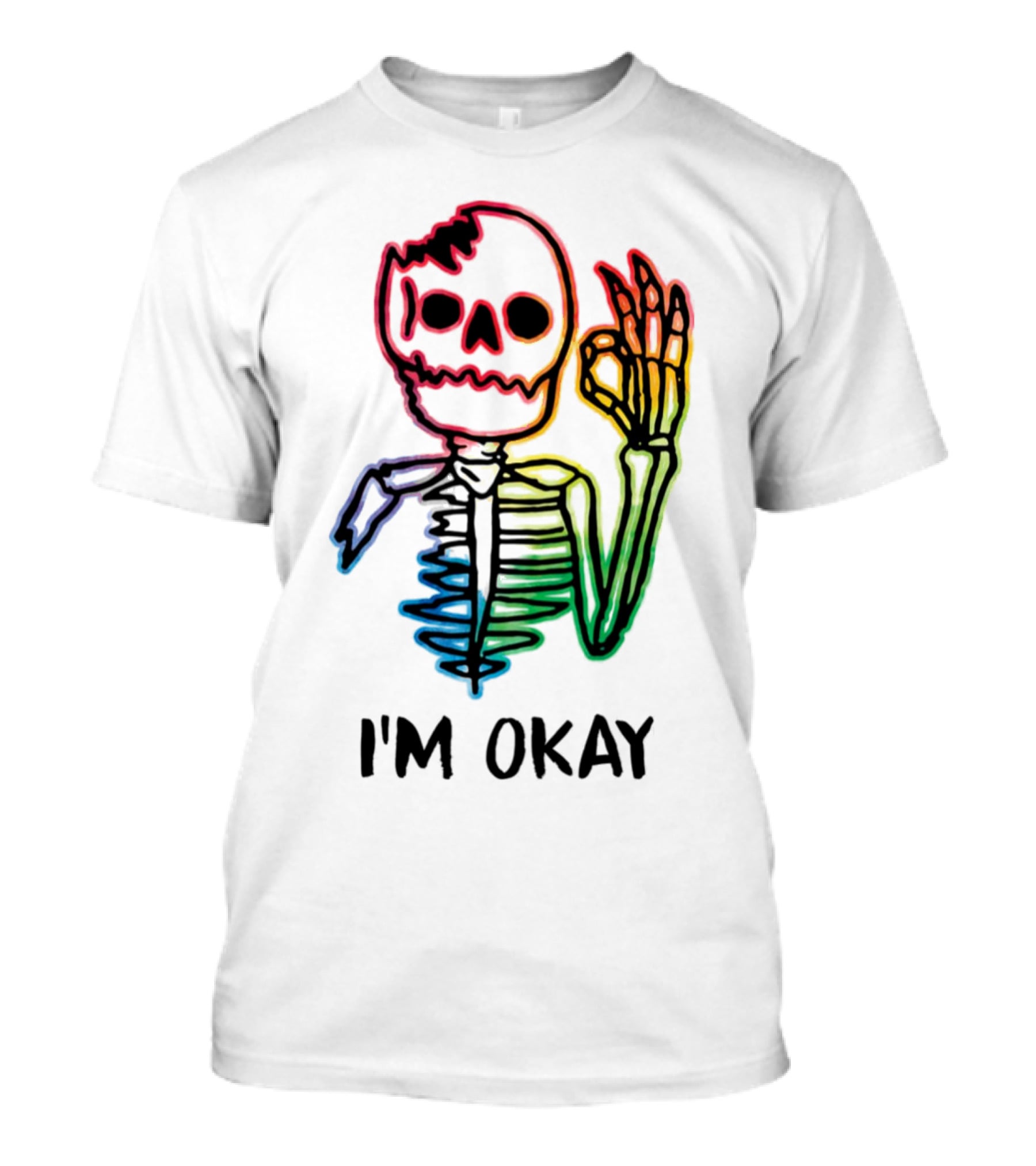 Skeleton Pride Gay Rainbow I'm Okay T-Shirt