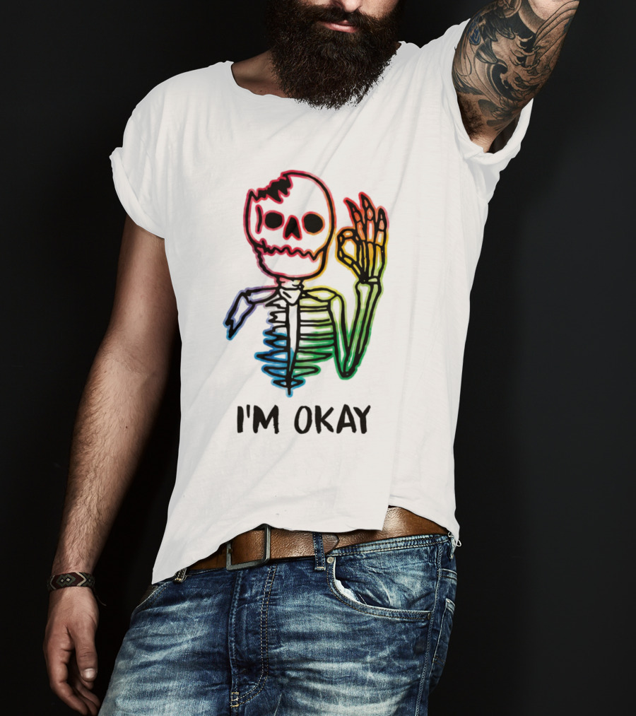 Skeleton Pride Gay Rainbow I'm Okay T-Shirt