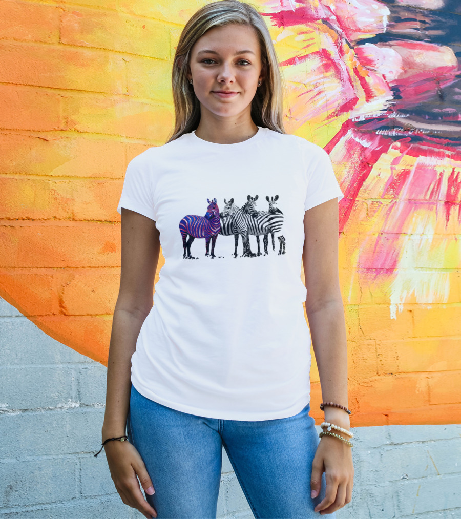 Buffalo Bills Zebra With Group Of Zebras In White And Black Stripes T-Shirt