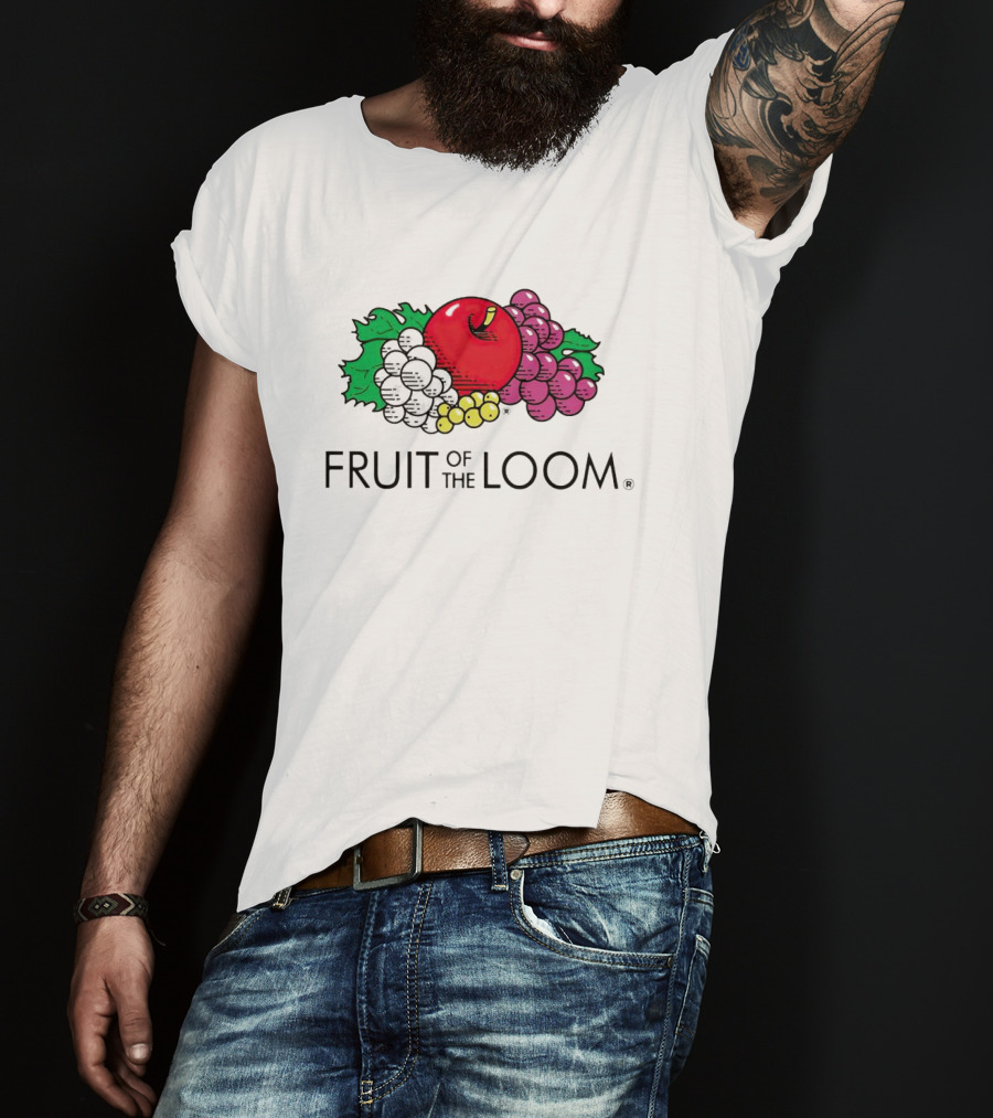 FRUIT OF THE LOOM Logo With Apples Grapes And Leaves T-Shirt