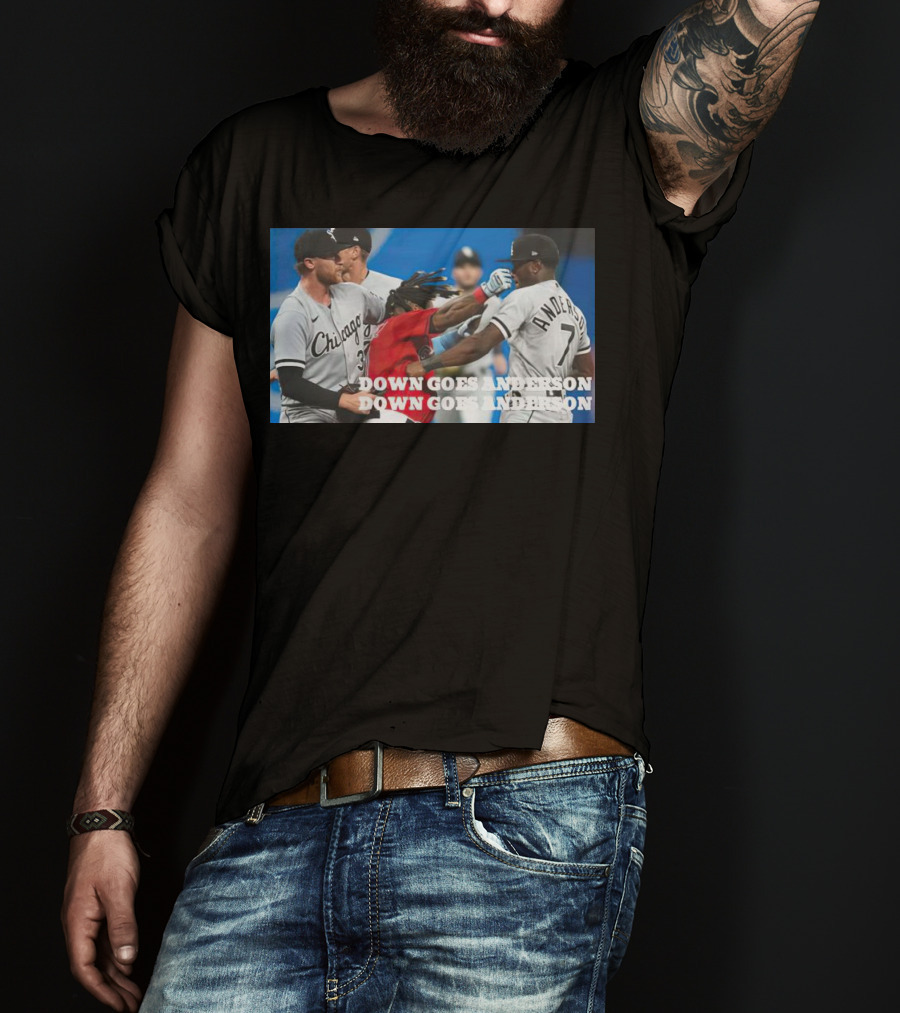 Down Goes Anderson Chicago Baseball Confrontation Scene T-Shirt