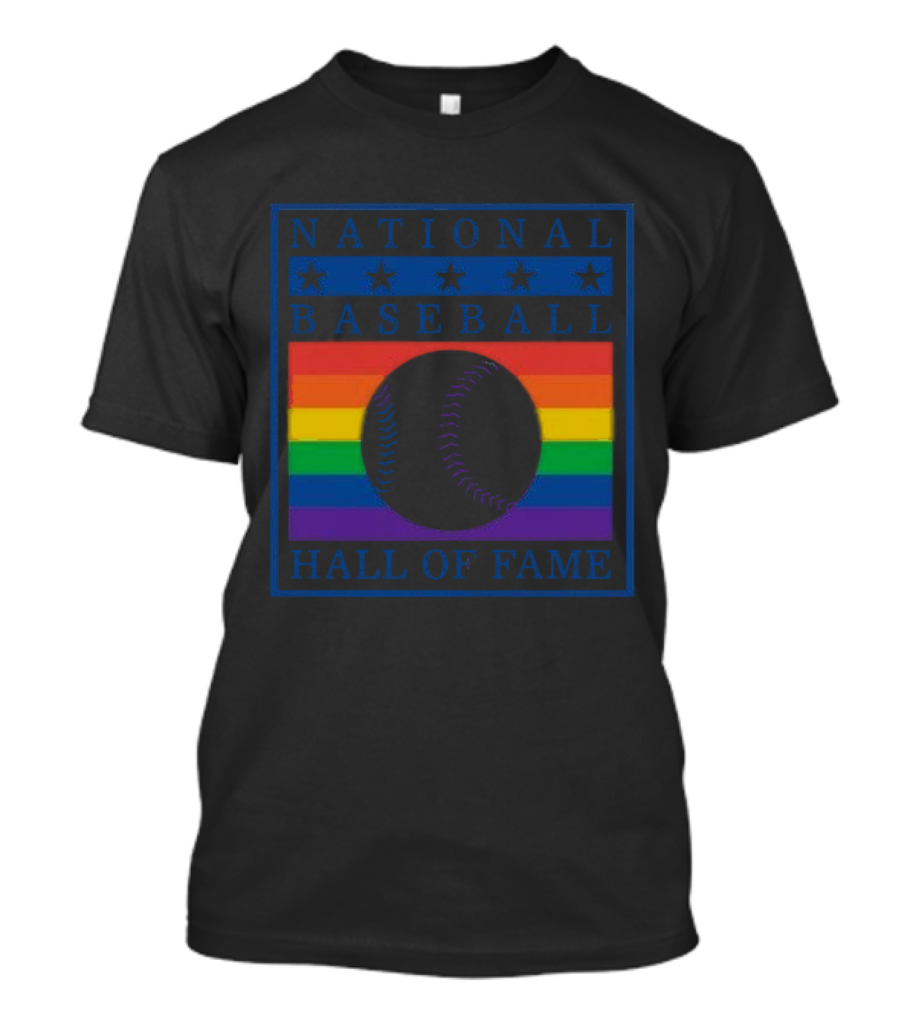 National Baseball Hall Of Fame Rainbow Pride Emblem T-Shirt