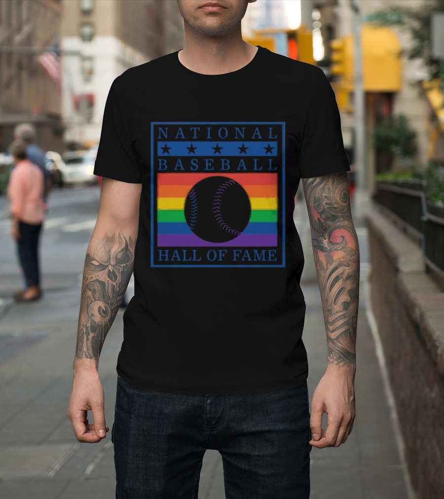 National Baseball Hall of Fame Rainbow Pride Emblem T-Shirt