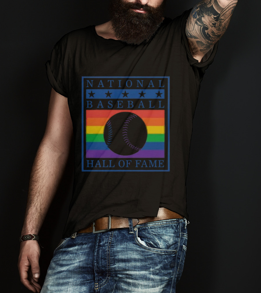 National Baseball Hall Of Fame Rainbow Pride Emblem T-Shirt