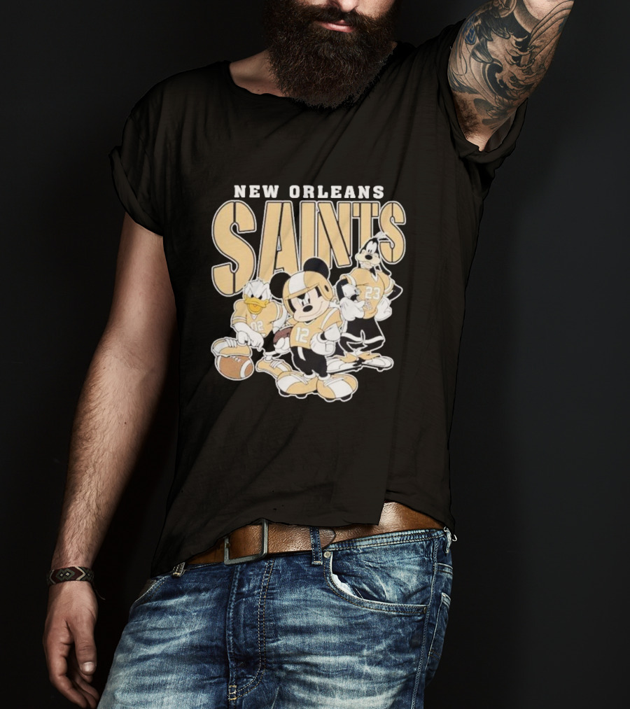 New Orleans Saints Mickey Donald Duck Goofy Football Team T-Shirt