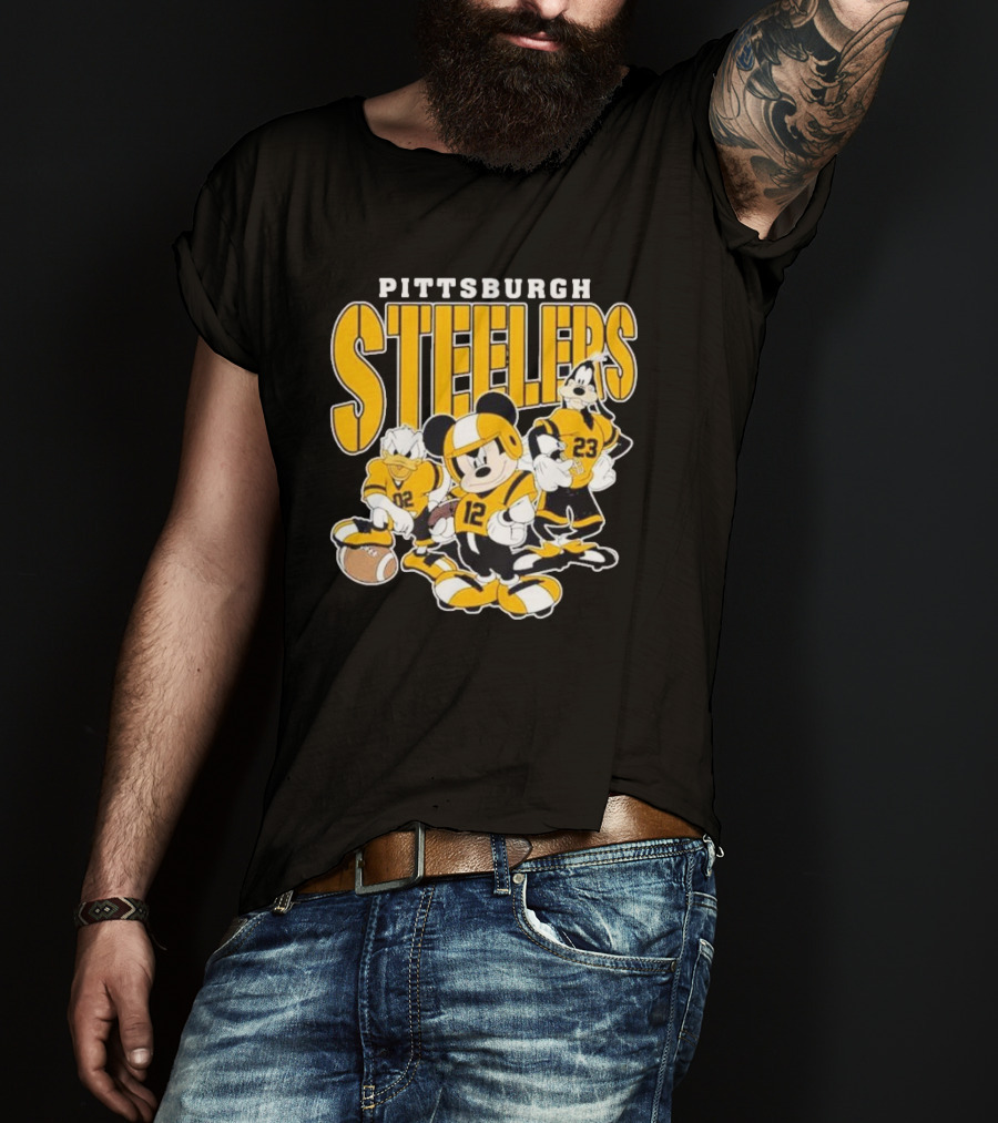 Pittsburgh Steelers Mickey Mouse Donald Duck Goofy Football Team T-Shirt
