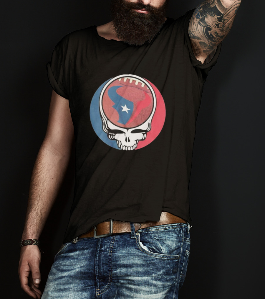 Original Houston Texans Grateful Dead Football Skull T-Shirt