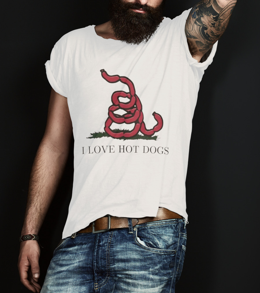 I Love Hot Dogs Spiral Sausage T-Shirt