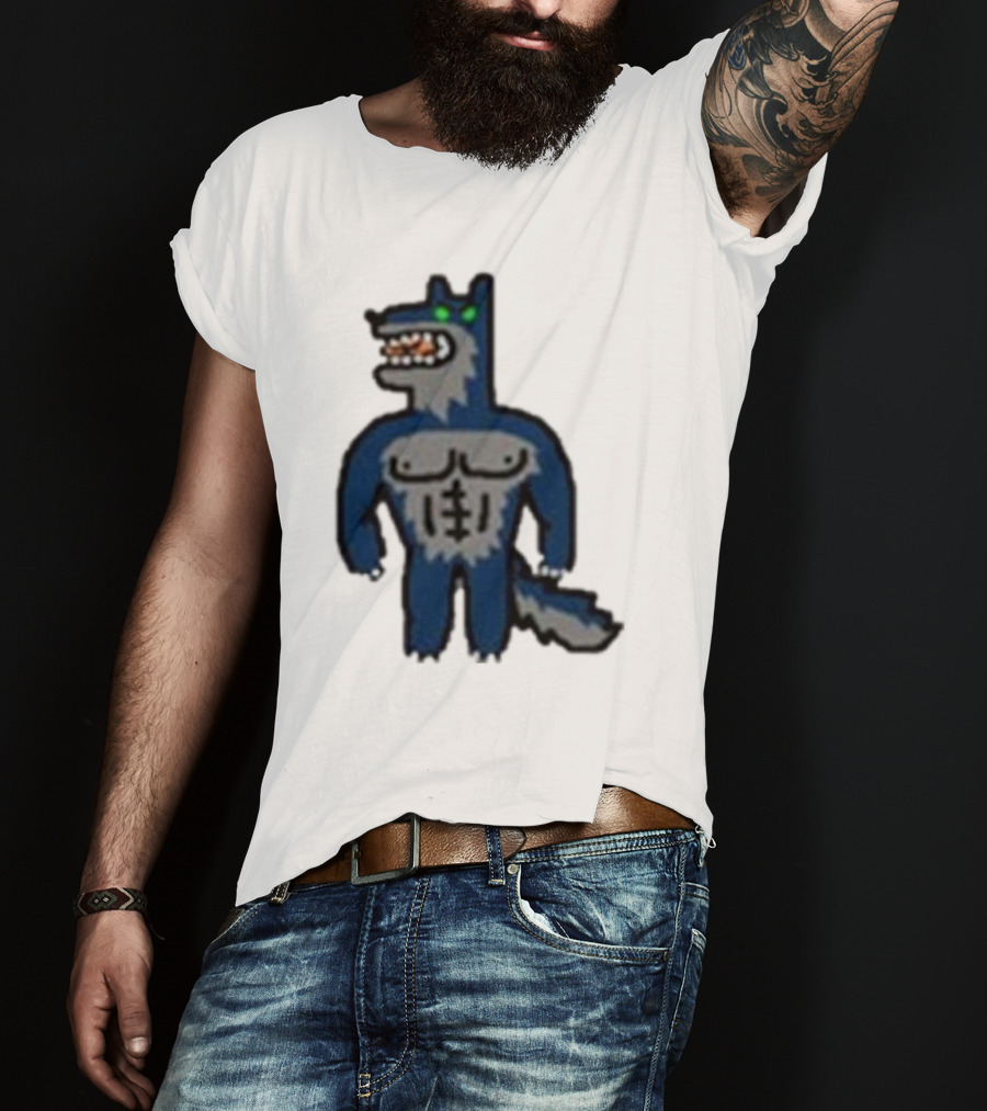 Timberwolves Buff Wolf Strong Muscular Cartoon Character T-Shirt