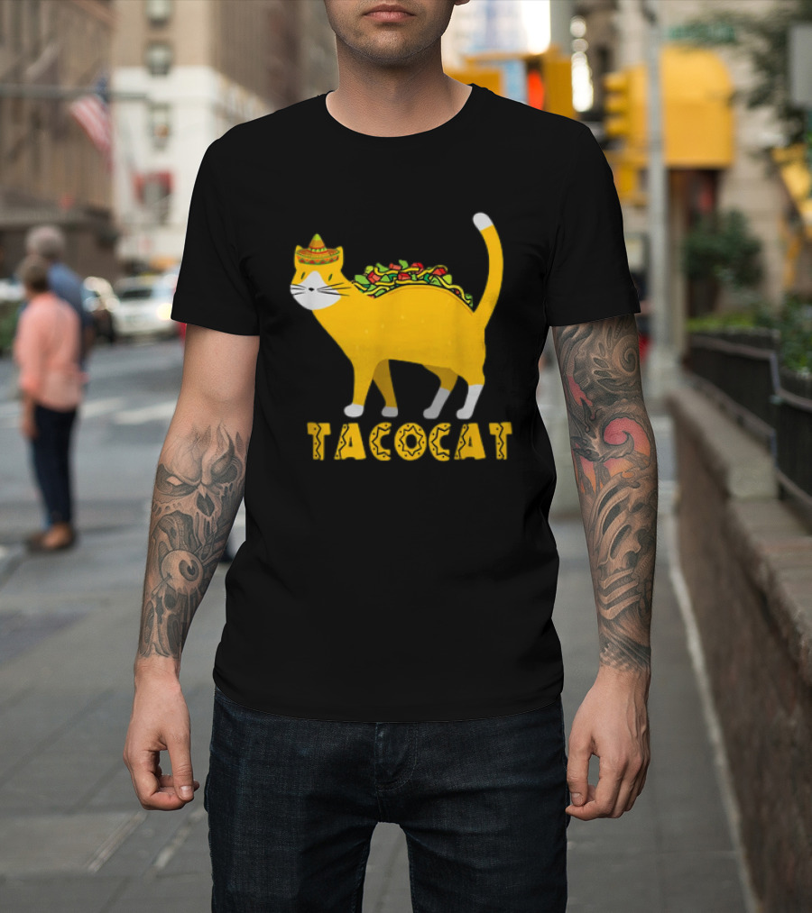 Tacocat Sombrero Taco Cat with Tacos Mexican Food Graphic 365 T-Shirt