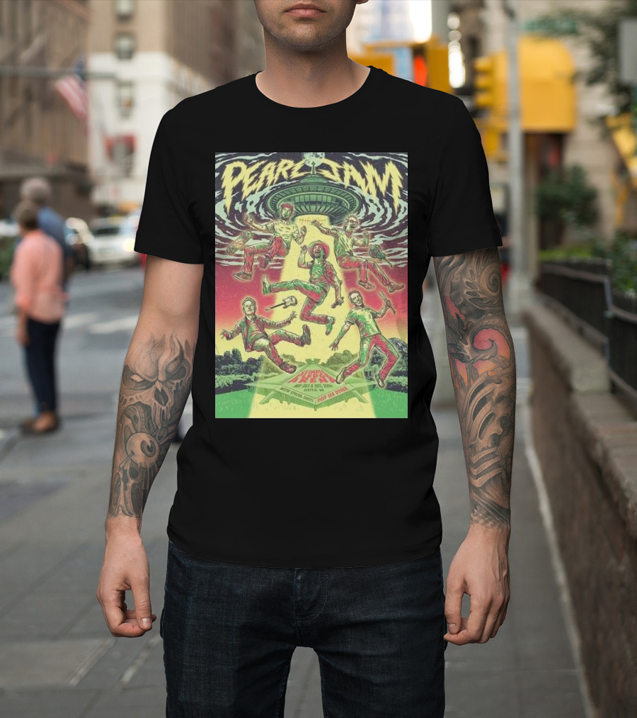 Pearl Jam Live at Climate Pledge Arena with Deep Sea Diver May 28-30 Washington Poster by Garrett Morlan T-Shirt