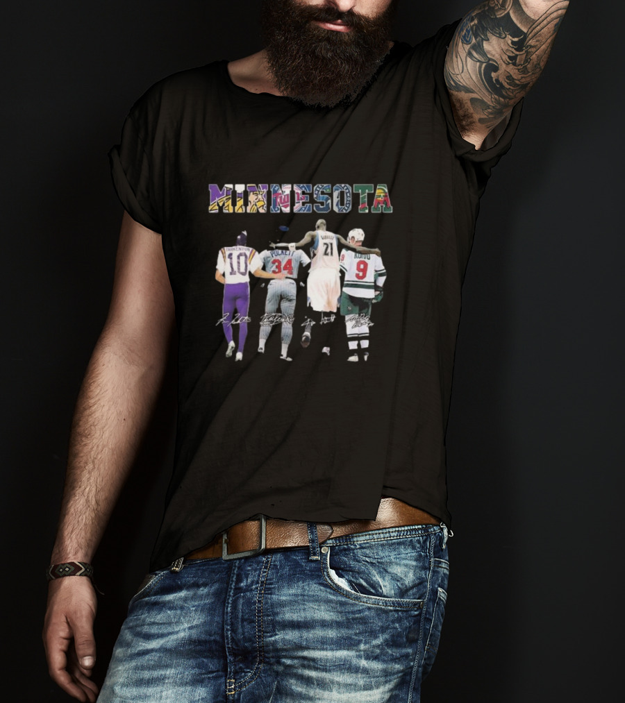 Minnesota Tarkenton Puckett Garnett Koivu Sports Legends Signatures T-Shirt