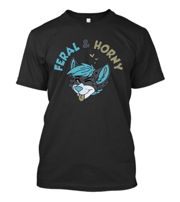 Feral And Horny Winking Furry Character With Hearts T-Shirt